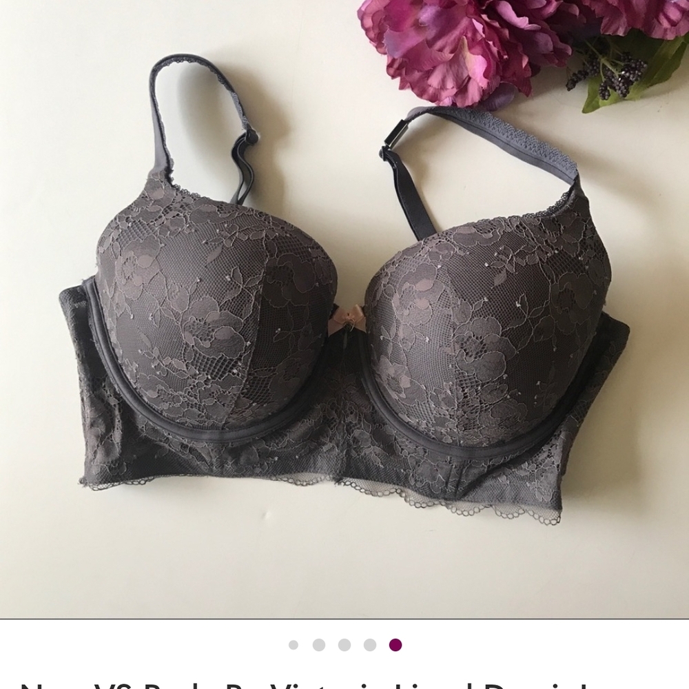 Elegant Lace Underwire Bra in Gray